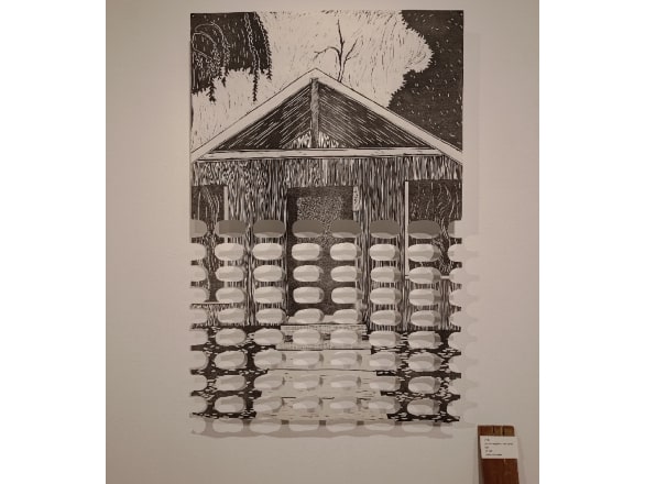 grayscale sketch of house