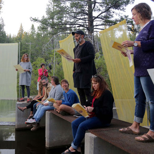 Art exhibition on a river