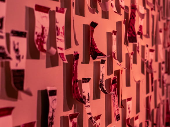 abstract red, white and black artwork