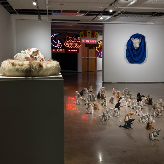 art pieces in art exhibit