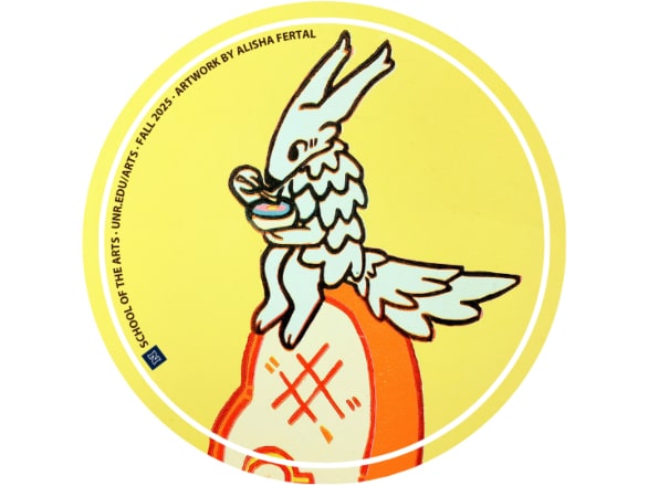 Sticker of man playing a trumpet
