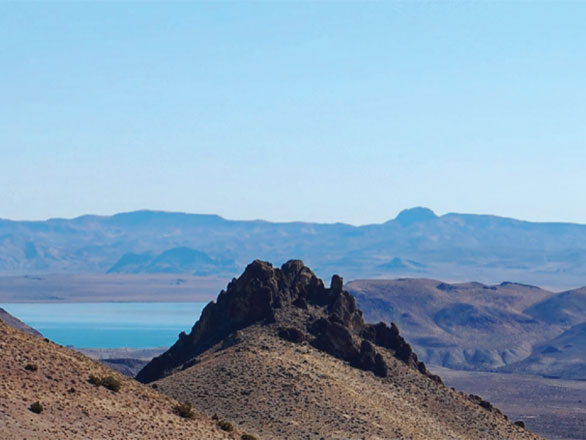 Rocks coming out of hill at Pyramid Lake