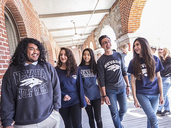 five students wearing Nevada college shirts