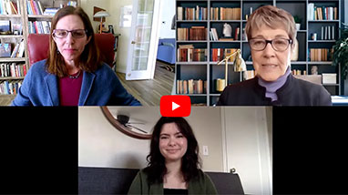 Marta Elliott, Debra Moddelmog and Catie Polley on Zoom screen
