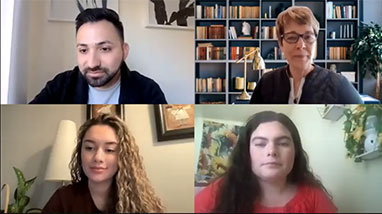 Four people on a Zoom screen