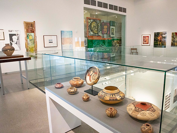 museum exhibit of native artifacts