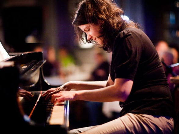 woman playing piano