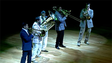 M5 Mexican Brass performs on stage