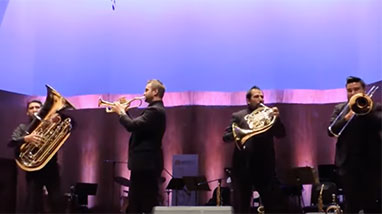 M5 Mexican Brass plays instruments on stage