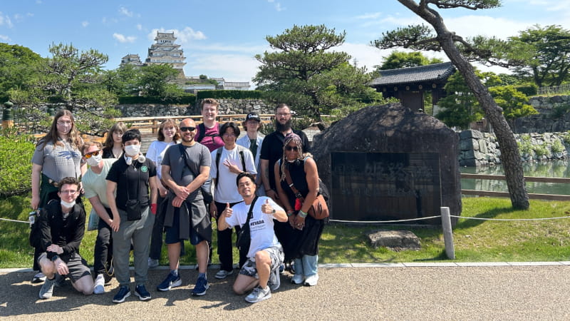 group of students studying abroad in Japan