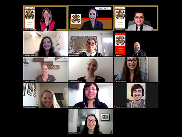 Sigma Delta Pi 2020 inductees pose for picture on Zoom screen