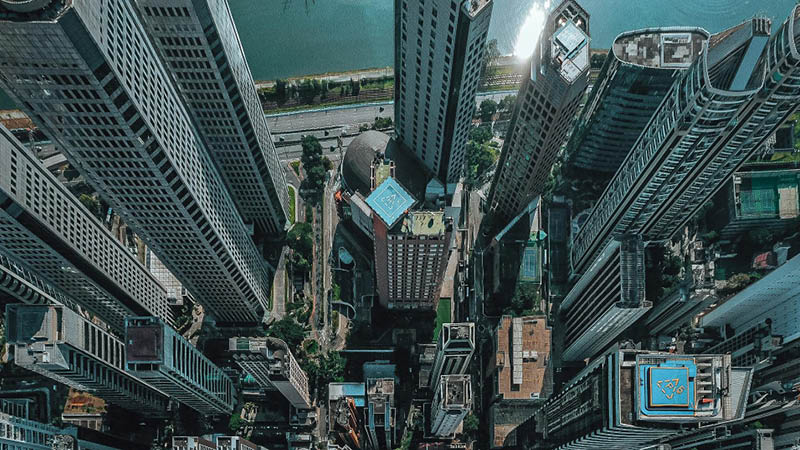 City overhead view