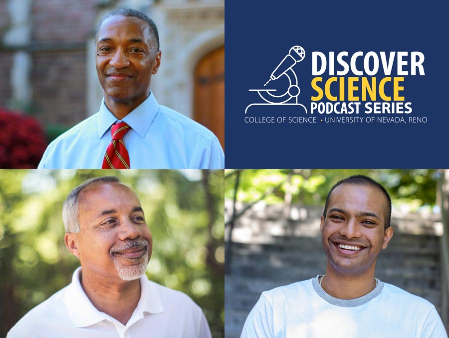 The podcast participants including William Tate and the Discover Science Podcast logo.