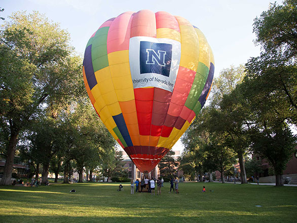 University of Nevada, Reno hot air balloon on the Quad.