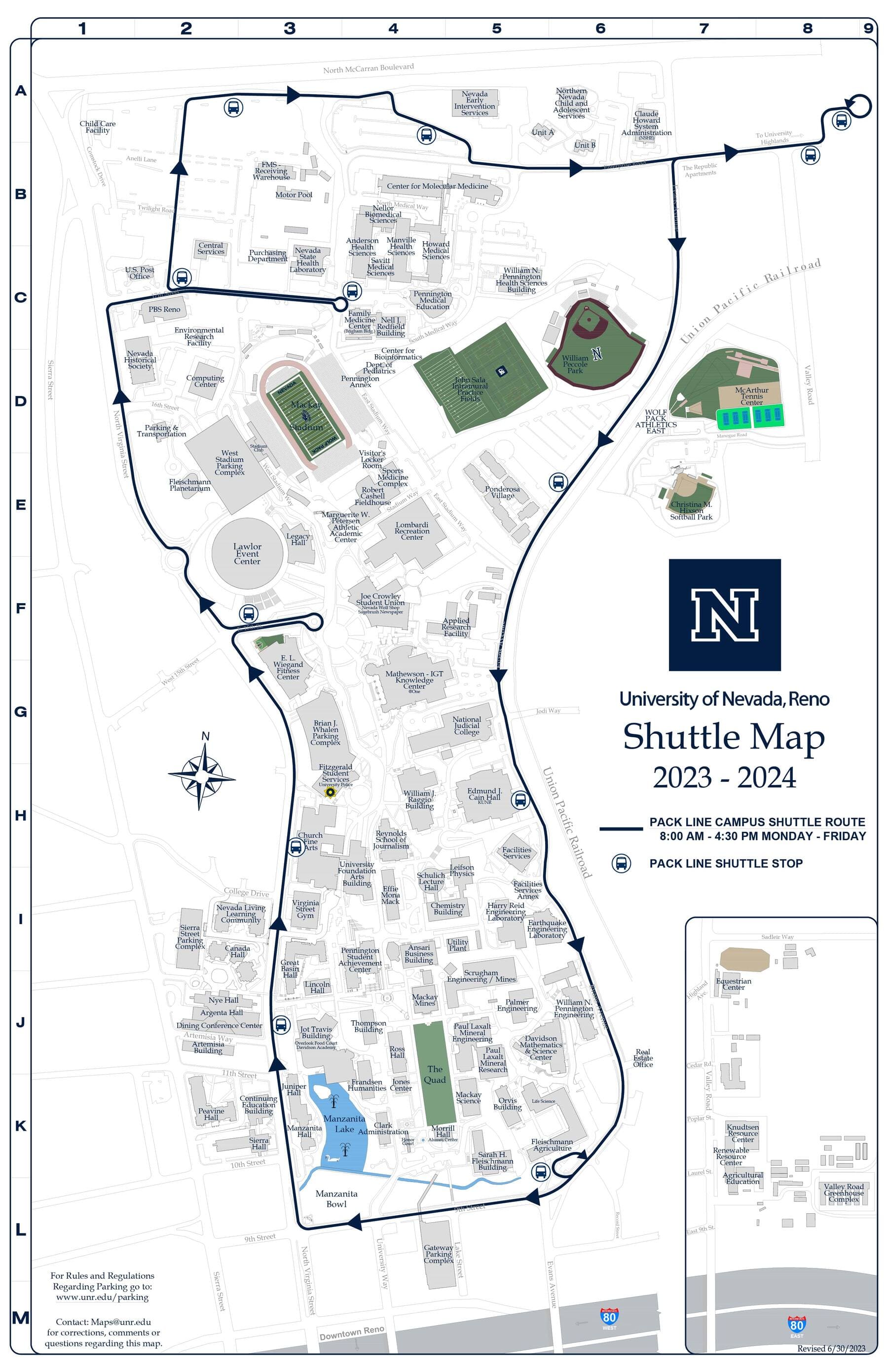 2019-2020 PACKTransit and Wolf Pack Tower Shuttle Route Map