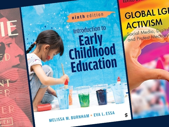 A montage of several book covers, including Early Childhood Education in the middle.