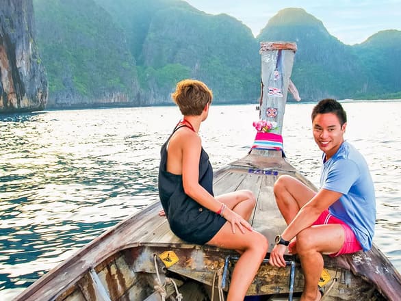 Two people on a boat.