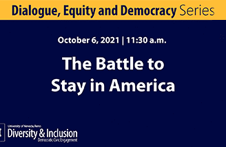 Title slide for "The battle to stay in America"
