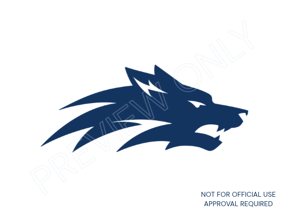 Blue Nevada Wolf Mark with preview stamped across the mark.