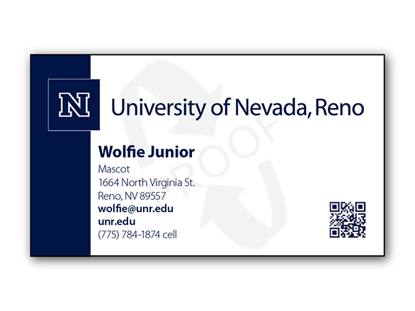 University business card horizontal layout example