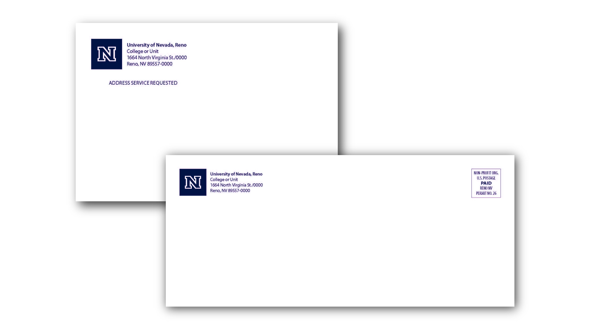 University official envelope stationery layout