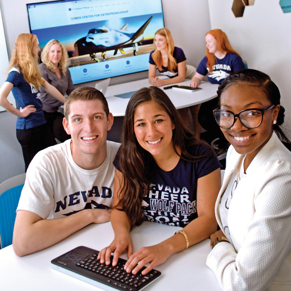 University students working in computer lab