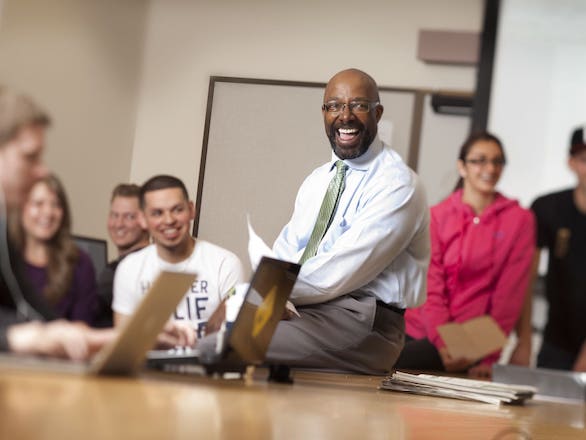 Professor teaching in a classroom