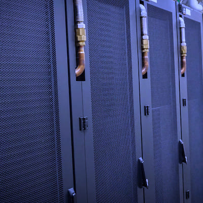 Row of technology cabinets.