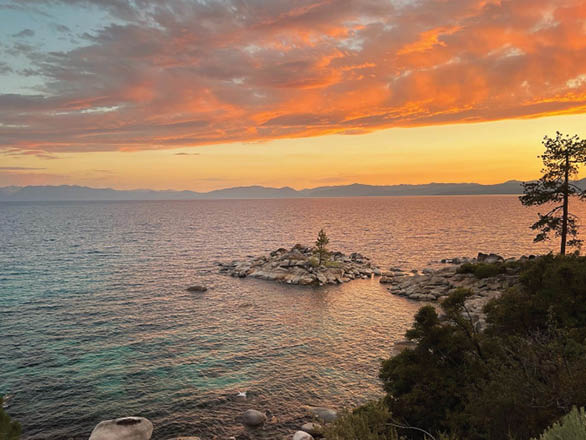 Sunset image of Lake Tahoe.