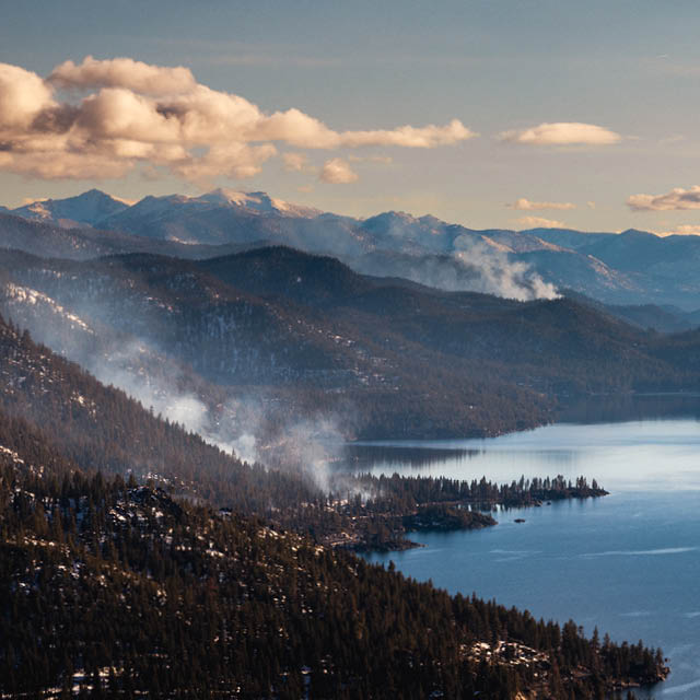 Controlled burns in the landscape of Lake Tahoe.