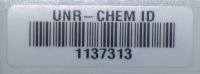 Barcode label with "UNR-CHEM ID" text above barcode and number below barcode