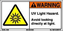 A warning sign indicating the danger of looking directly into an ultraviolet light source