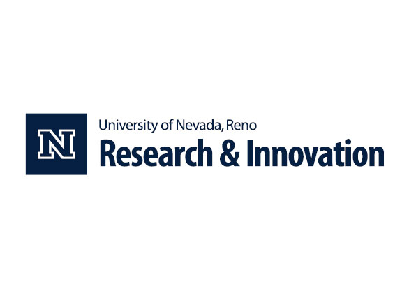 Horizontal layout of division logo with the Block N, University of Nevada, Reno, Research & Innovation