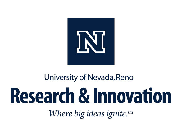 Vertically stacked division logo with the Block N, University of Nevada, Reno, Research & Innovation and the tagline: Where big ideas ignite.