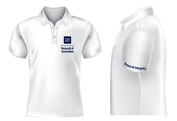 A polo shirt digital proof showing proper placement of embroidery for division brand guidelines