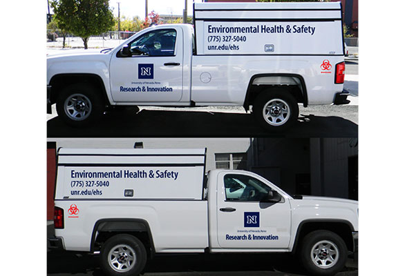 EH&S truck shown from both driver and passenger sides with division branded decals