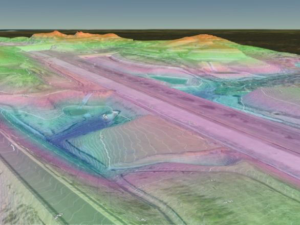An aerial landscape computer image collected using a drone
