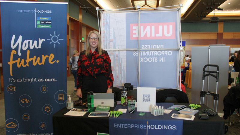 Students attending an employer-hosted workshop