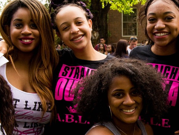 Students from a club posing for a picture