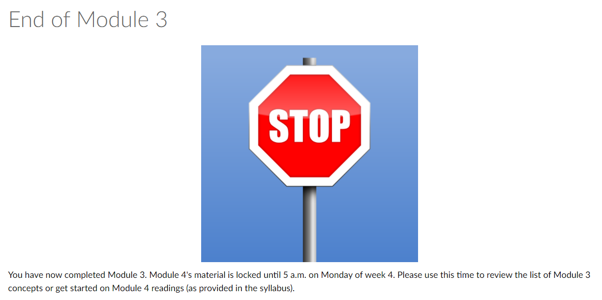 Screen clipping of a stop sign image included at the end of a module.