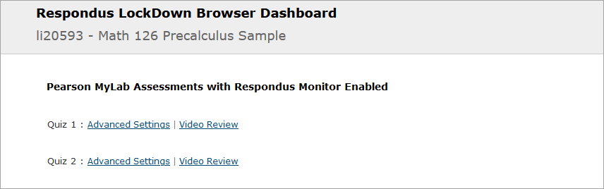 Respondus LockDown Browser Dashboard