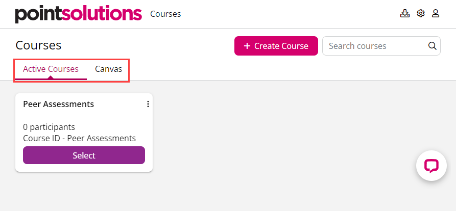 PointSolutions web portal, where a course has been added to the Active Courses tab.