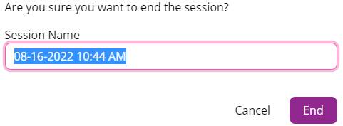 Dialogue box to rename and end session