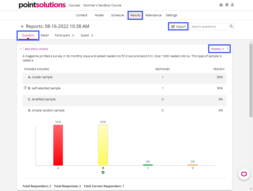 An example session report