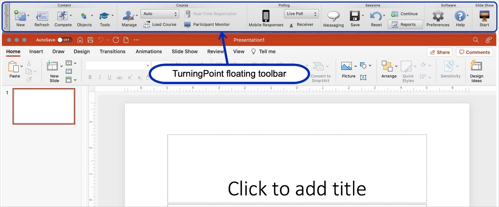 Screenshot of the TurningPoint floating toolbar