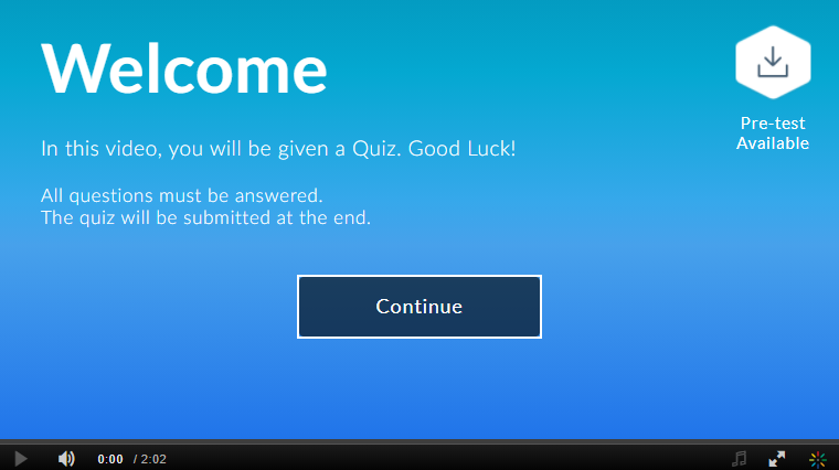 Screenshot of the Welcome Page with the default settings from the student’s view.