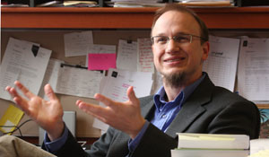 Brian Frost was recently selected as the University’s 2008 Outstanding Undergraduate Research Faculty Mentor. Photo by Jean Dixon.