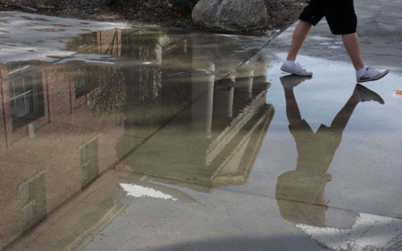 Jessie Henning will study how the impervious surfaces, like this walkway near the Mackay School of Mines building, affect stormwater runoff. Photo by Jean Dixon.
