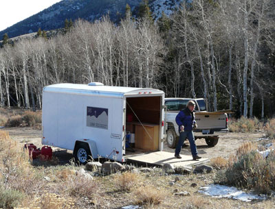 Scott Tyler out in Great Basin National Park with the “Mobile Environmental Thermal Laboratory” trailer.