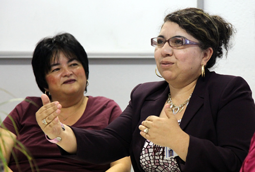 Myrta Xitumul, right, earned her bachelor's degree in Human Development and Family Studies and will graduate on May 16. Photo by Jean Dixon